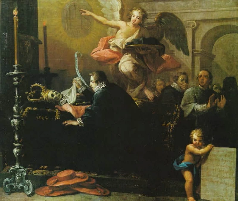 San Francesco Borgia inginocchiato davanti al corpo della regina Isabella di Spagna prima di entrare nell'Ordine dei Gesuiti
